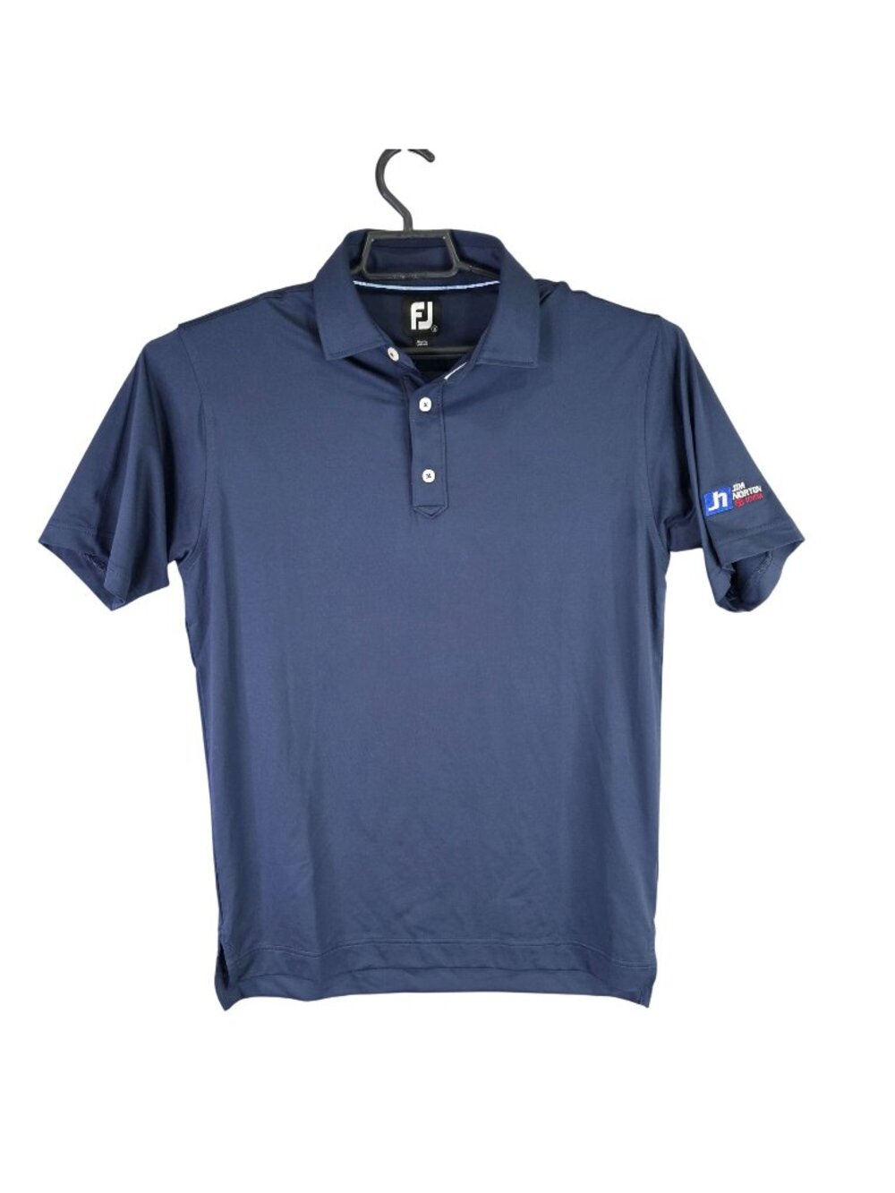 Mens FJ Navy Blue Polo Shirt Short Sleeve Toyota Logo Polyester Stretch Size S